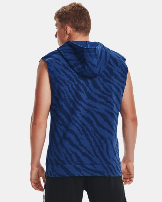 Men's Project Rock Rival Fleece Sleeveless Printed Full-Zip, Blue, pdpMainDesktop image number 1